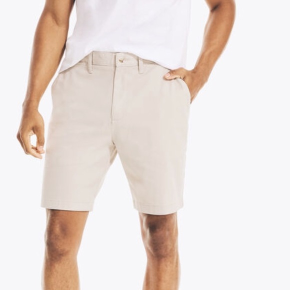 Linen Blend Flat Front Chino Shorts - Picture 4 of 4